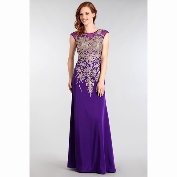 1572 Pink or Purple or Red Gold Lace Dress - Picture 2 of 14